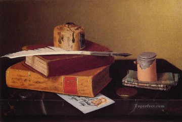 Still life Painting - The Bankers Table William Harnett still life